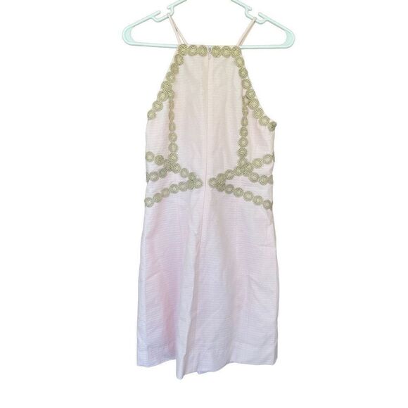 Lilly Pulitzer Womens Pink Gold Lace Pearl Paradise Tint Shift Halter Dress NWT - Picture 4 of 9